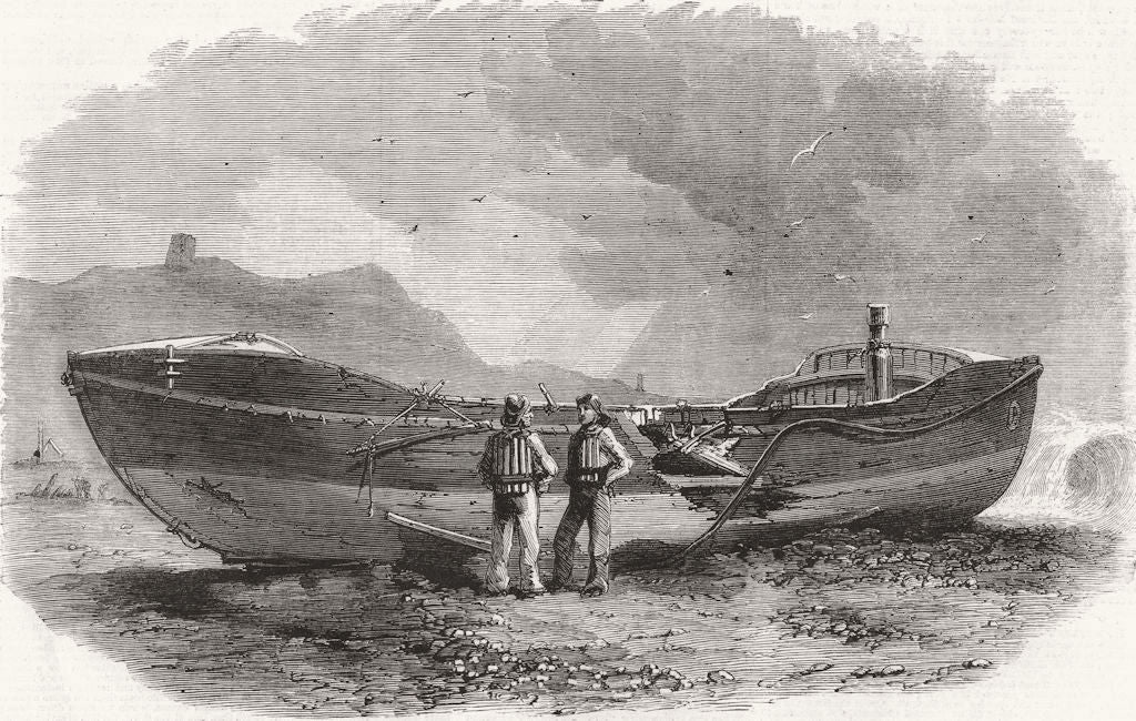 YORKS. Scarborough lifeboat after storm 1861 old antique vintage print picture